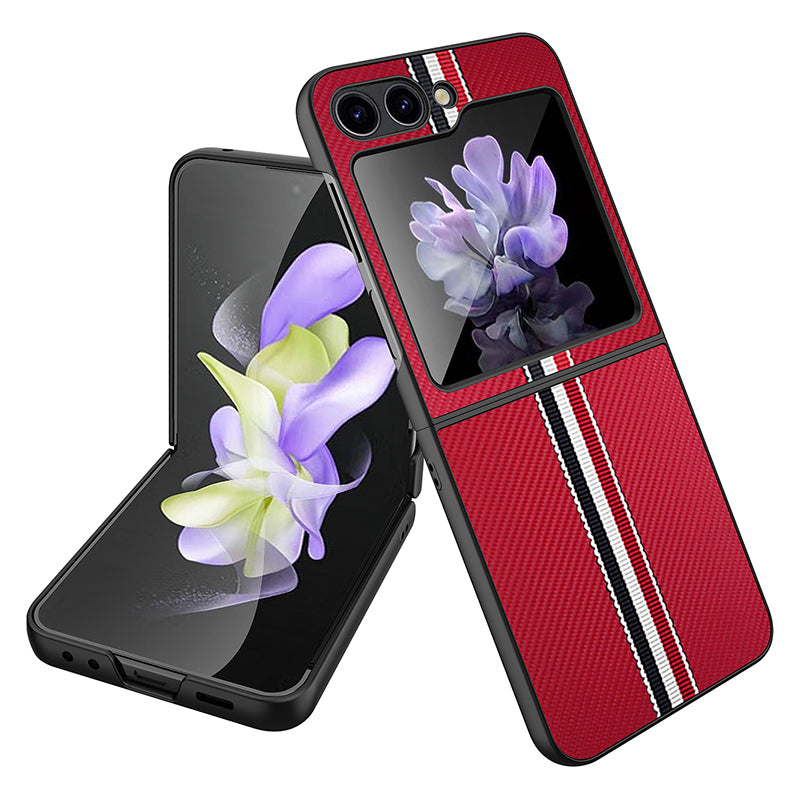 For Samsung Galaxy Z Flip5 5G Slim Case Ribbon Splicing PU PC Phone Case For Samsung Galaxy Z Flip5 5G Slim Case Ribbon Splicing PU PC Phone Case